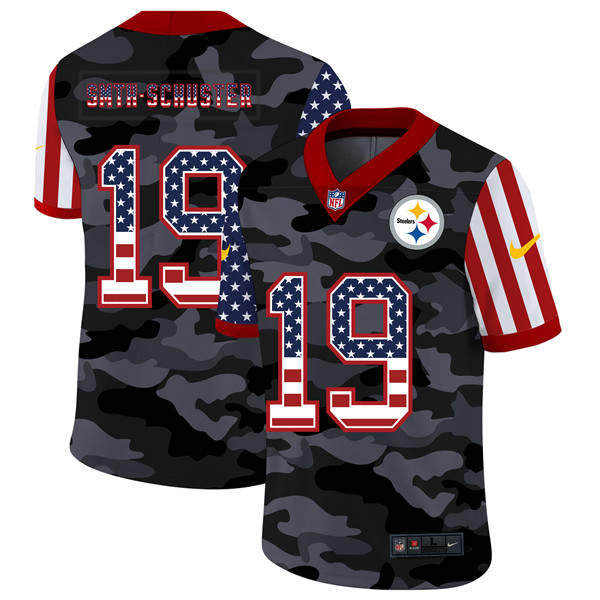 Men's Pittsburgh Steelers #19 JuJu Smith-Schuster 2020 Camo USA Flag Limited Stitched Jersey